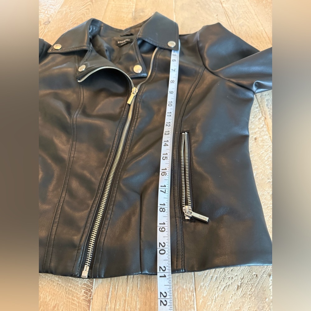 bebe Black Faux Leather Moto Jacket L - Picture 5 of 12